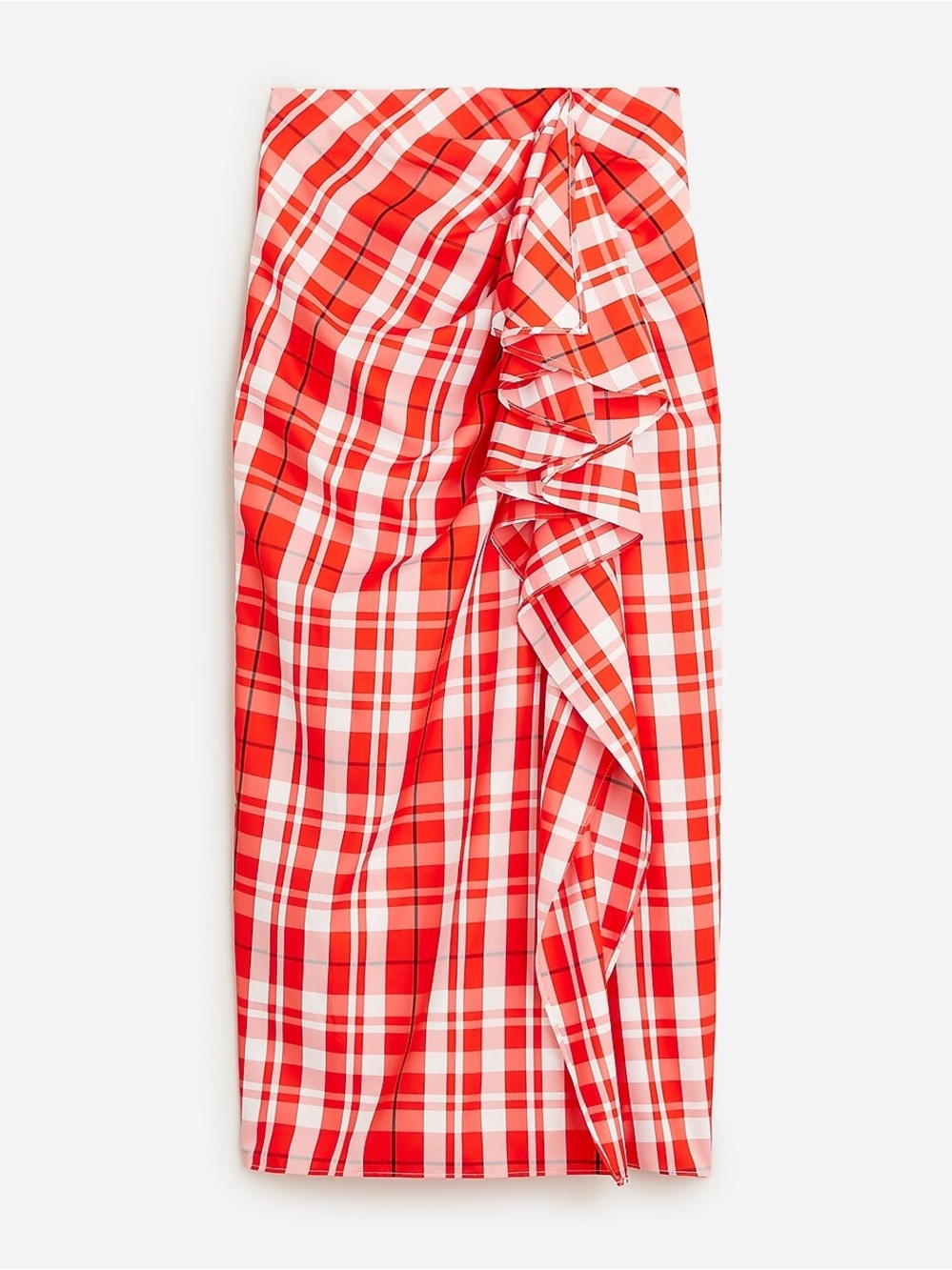 J.Crew Red Plaid Ruffle Skirt